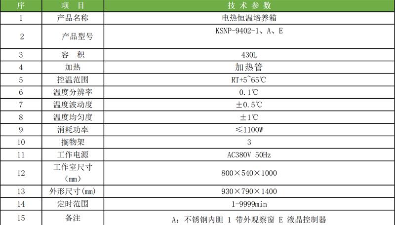 宁波科晟供应KSNP-9402-1AE电热恒温培养箱