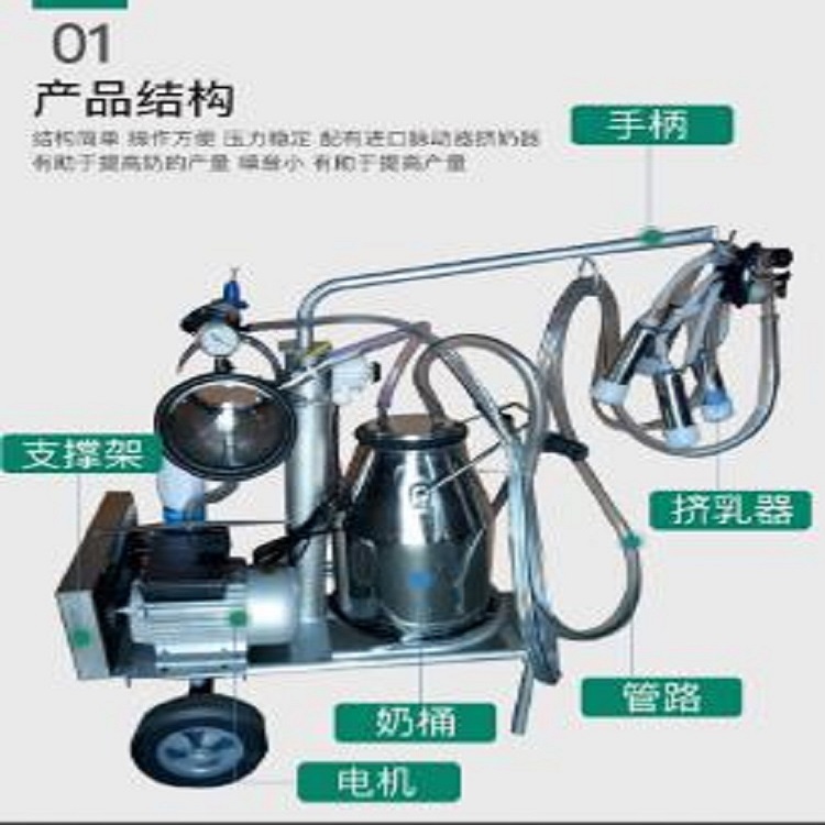 真空泵脉冲式单桶牛用挤奶器 型号:HC13-199