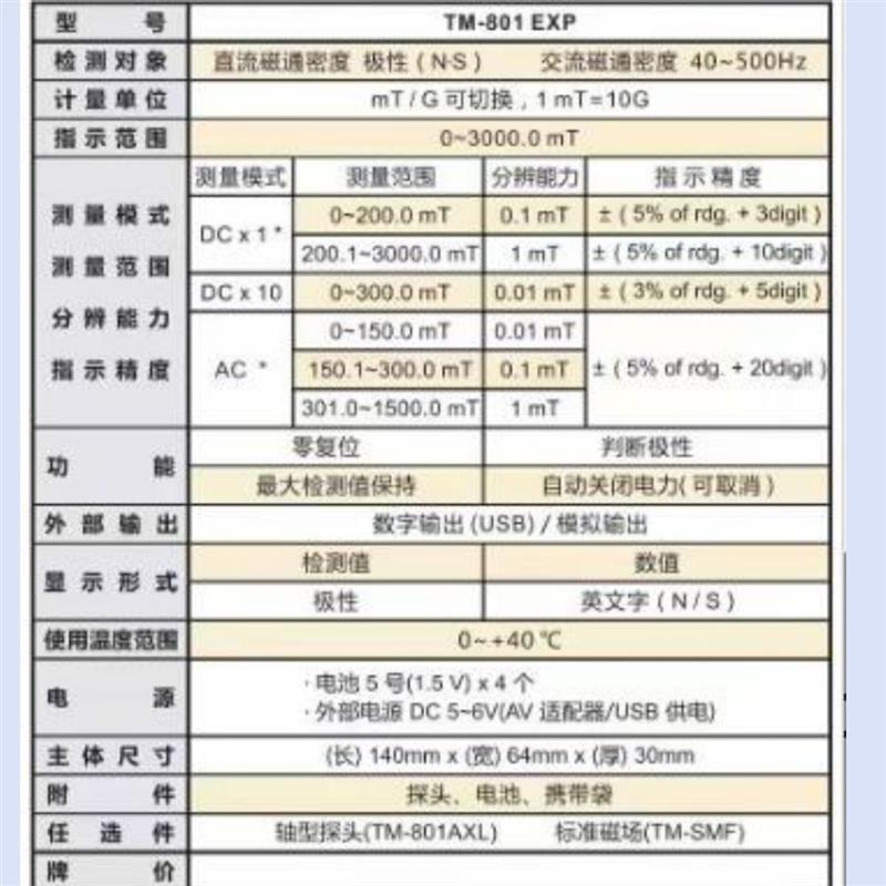 高斯计 型号TM-801EXP库号M379377 