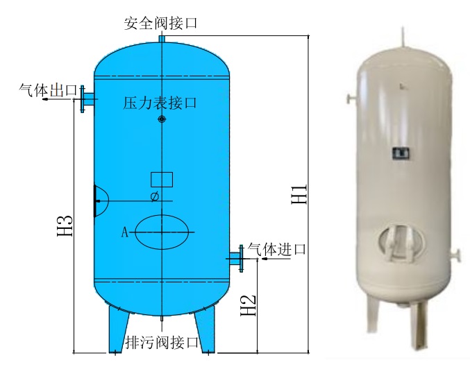 不绣钢储气罐 型号DN1200-0.8库号M86553 