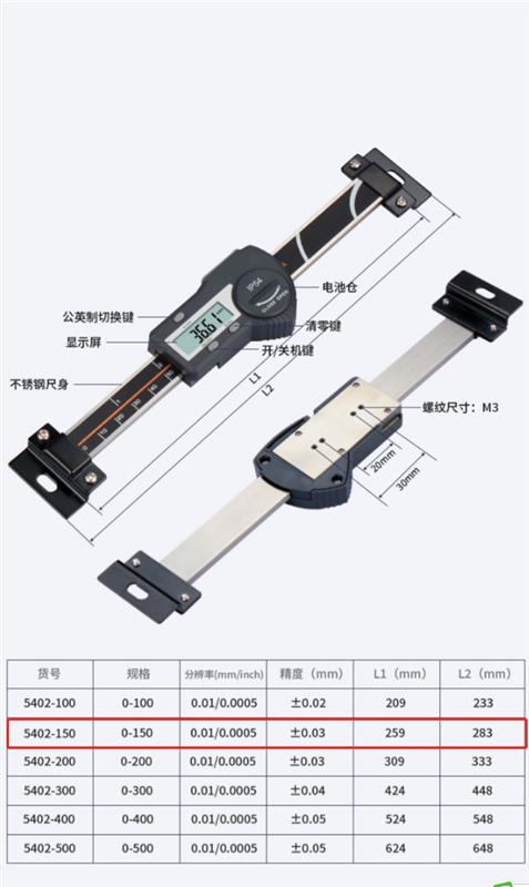 数显竖直度尺型号5402-150库号M343945 