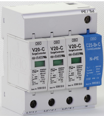 V20-C/1+NPE-280V單相標(biāo)準(zhǔn)化過壓保護(hù)器